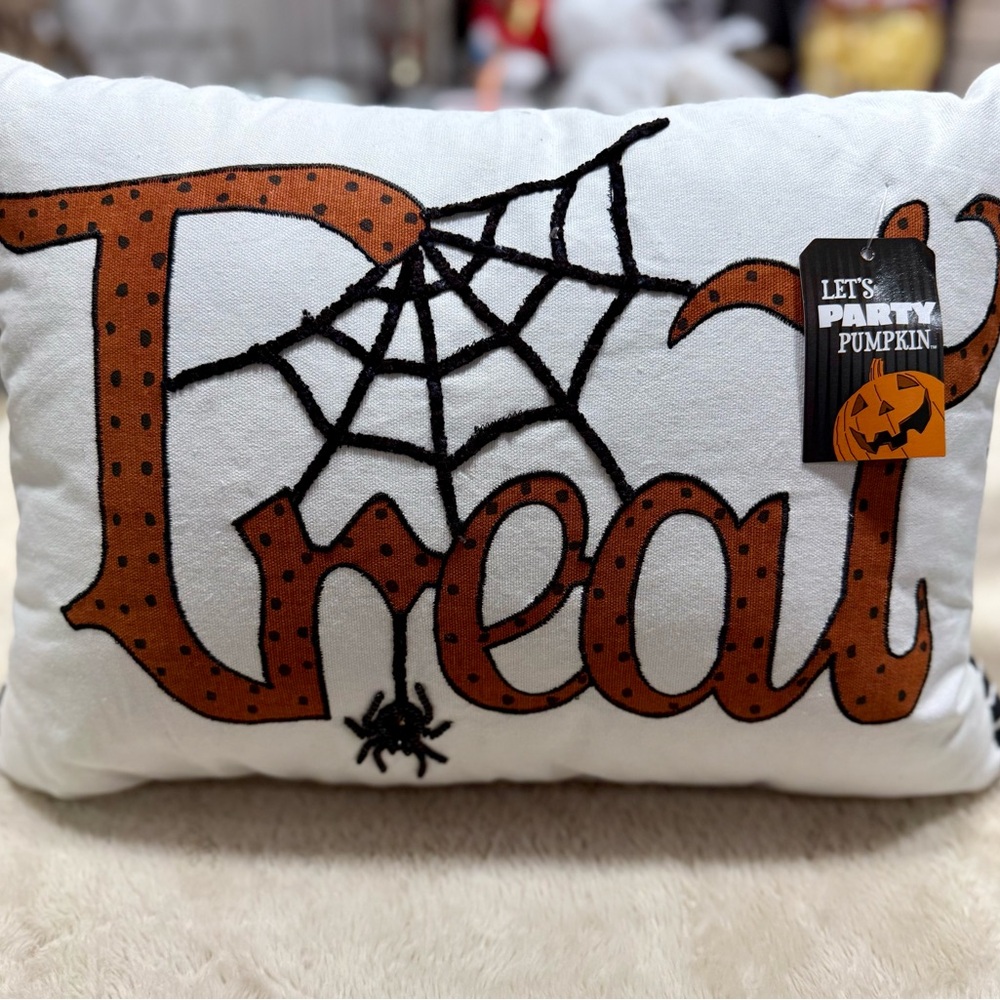 Halloween Treat Pillow with Spider Web Design